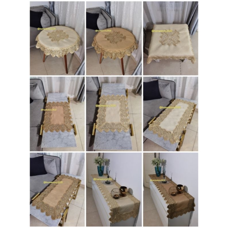 TAPLAK MEJA TAMU TABLE RUNNER TAPLAK MEJA PANJANG TAPLAK KECIL TAPLAK KOTAK TAPLAK BULAT SARUNG