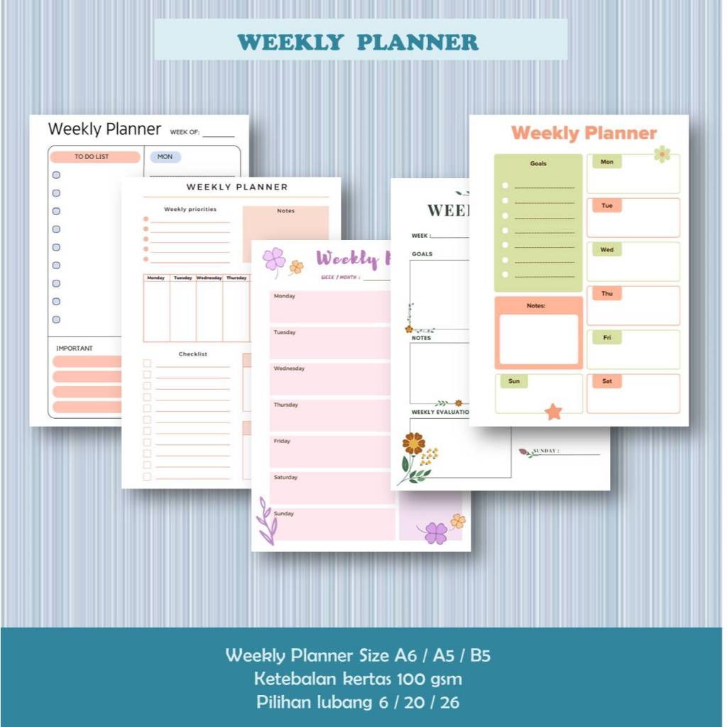 

WEEKLY PLANNER ISI BINDER LOOSE LEAF A6 / A5 / B5