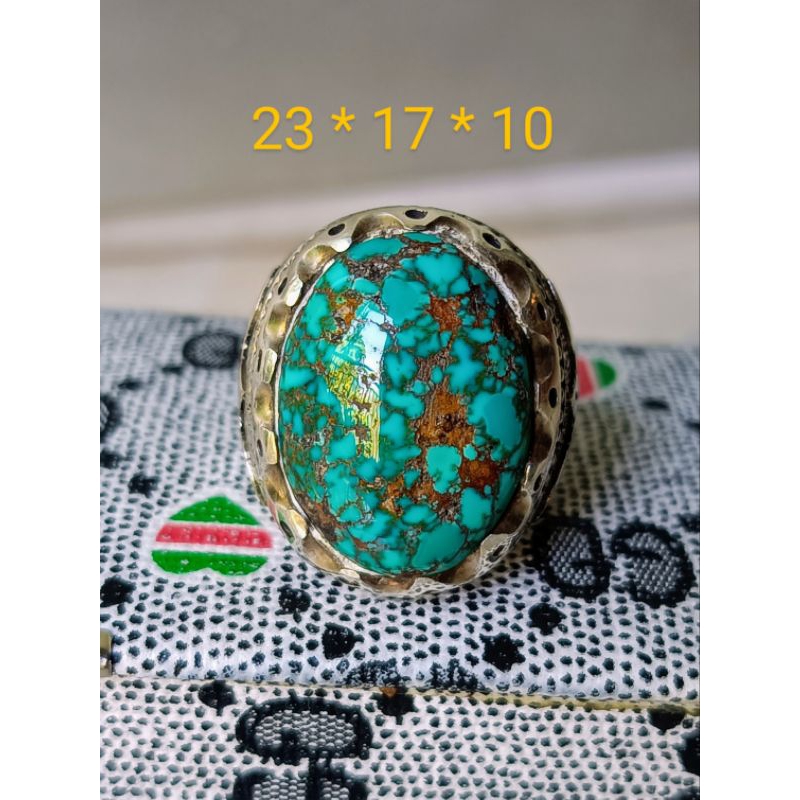 Cincin Perak Pirus Persia Lawas Iranian