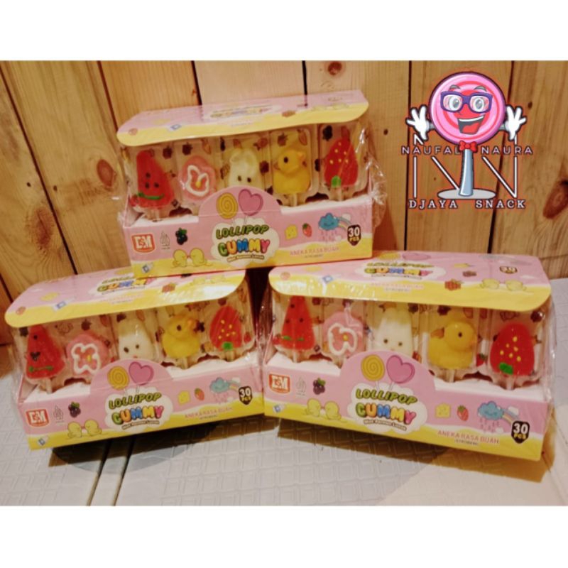 

gummy lollipop karakter aneka rasa isi 30 pcs