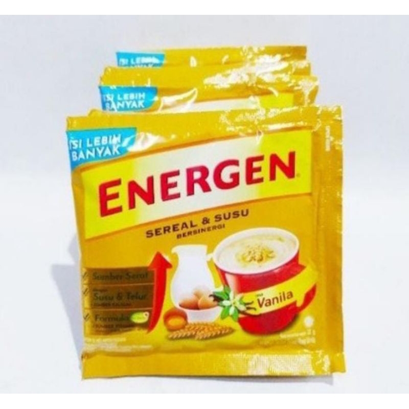 

Energen Sereal dan susu rasa Coklat 34gr// Vanila 32gr //kacang hijau 35gr rentengan isi 10pcStokVanila