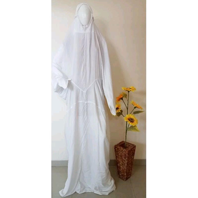 MUKENA PUTIH TERUSAN LAJURAN POLOS