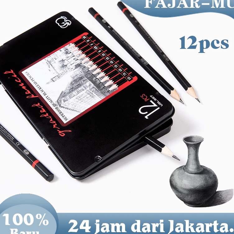 

KODE N5Z4 12 Pcs Pensil Gambar Sketsa Set Drawing Pencil Set Charcoal Pencils Set Sketch Pencil Set