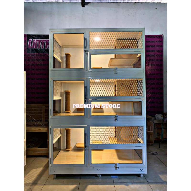 Kandang kucing alumunium 3 tingkat cat home cat aquarium kandang kucing murah kandabg kucing besar
