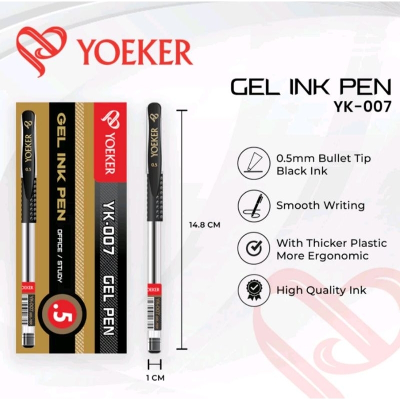 

(1 box isi 12pcs) Pulpen Gel Yoeker / Pulpen / Pena yoeker 007A