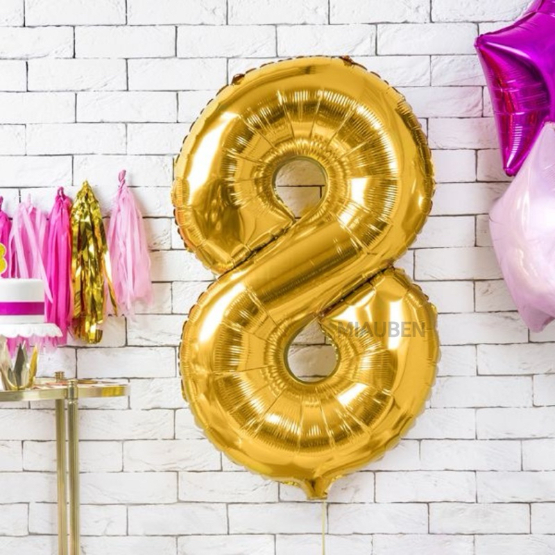 Balon ultah bday angka jumbo 80cm balon estetik gold