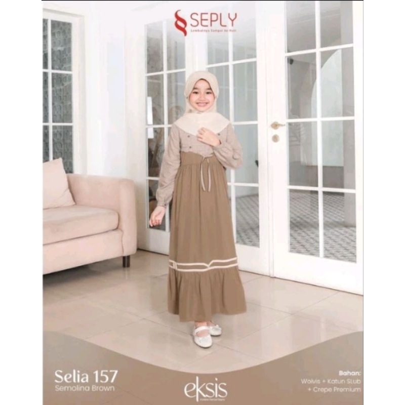 Seply Eksis Gamis Anak Wanita Semolina Brown