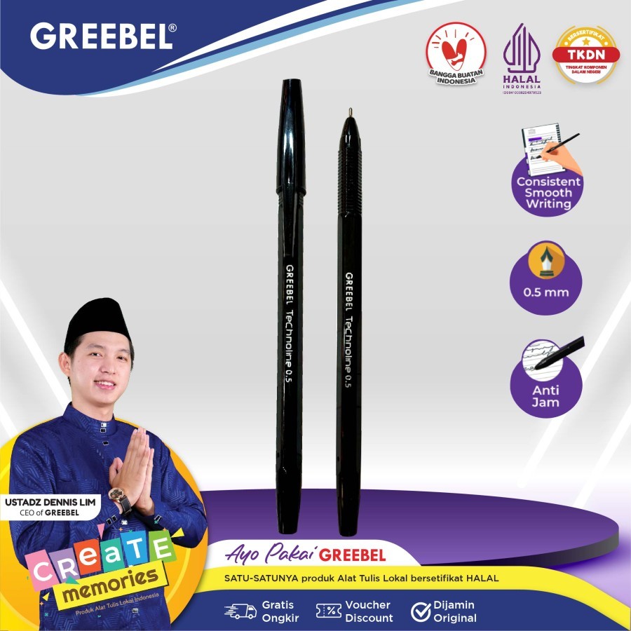 

GREEBEL PULPEN TECHNOLINE 0.5 1 PCS BLACK/Pen/Pulpen/Bolpoint BLACK Termurah