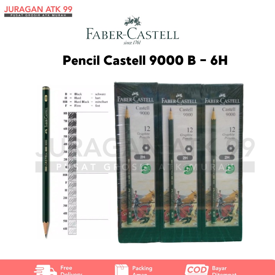 

KODE O9V6 Pencil FaberCastell 9 Per Pack Lengkap B 6H 1 Pack Isi 12pcs