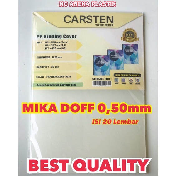 

Tinggi Peminat Cover Jilid Mika Doff PP Pasir 5 isi 2pc Bantex Daiichi