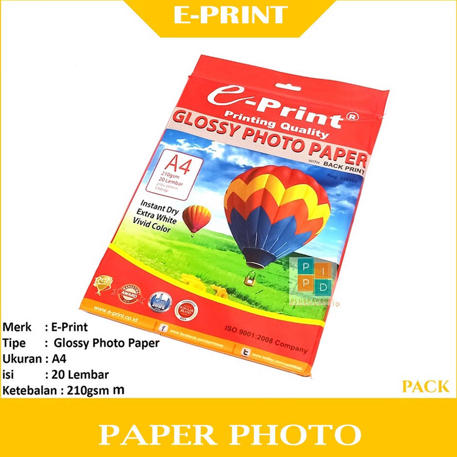 

Grosir Menarik EPRINT Glossy Photo Paper A4 21gsm Back Print Pack