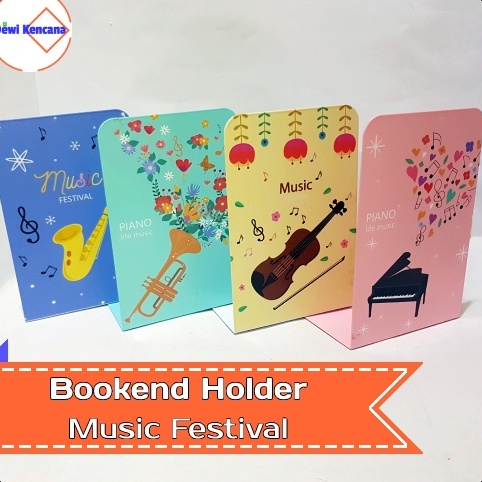 

New Product Pembatas Buku Besi Bookend Holder Book Stand Music Festival