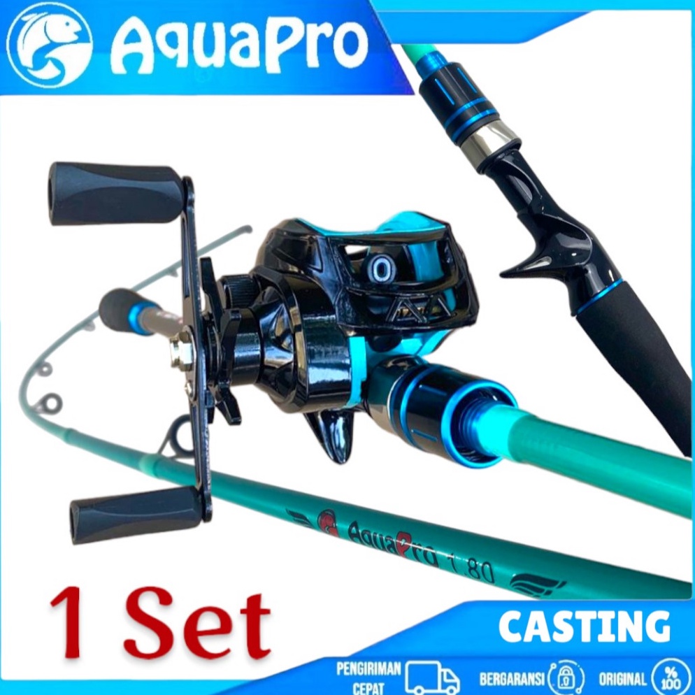 KODE X3W6 Aquapro Paket Alat Pancing Ikan Joran Pancing BaitCasting Fishing Rod Reel Pancing Bait Ca