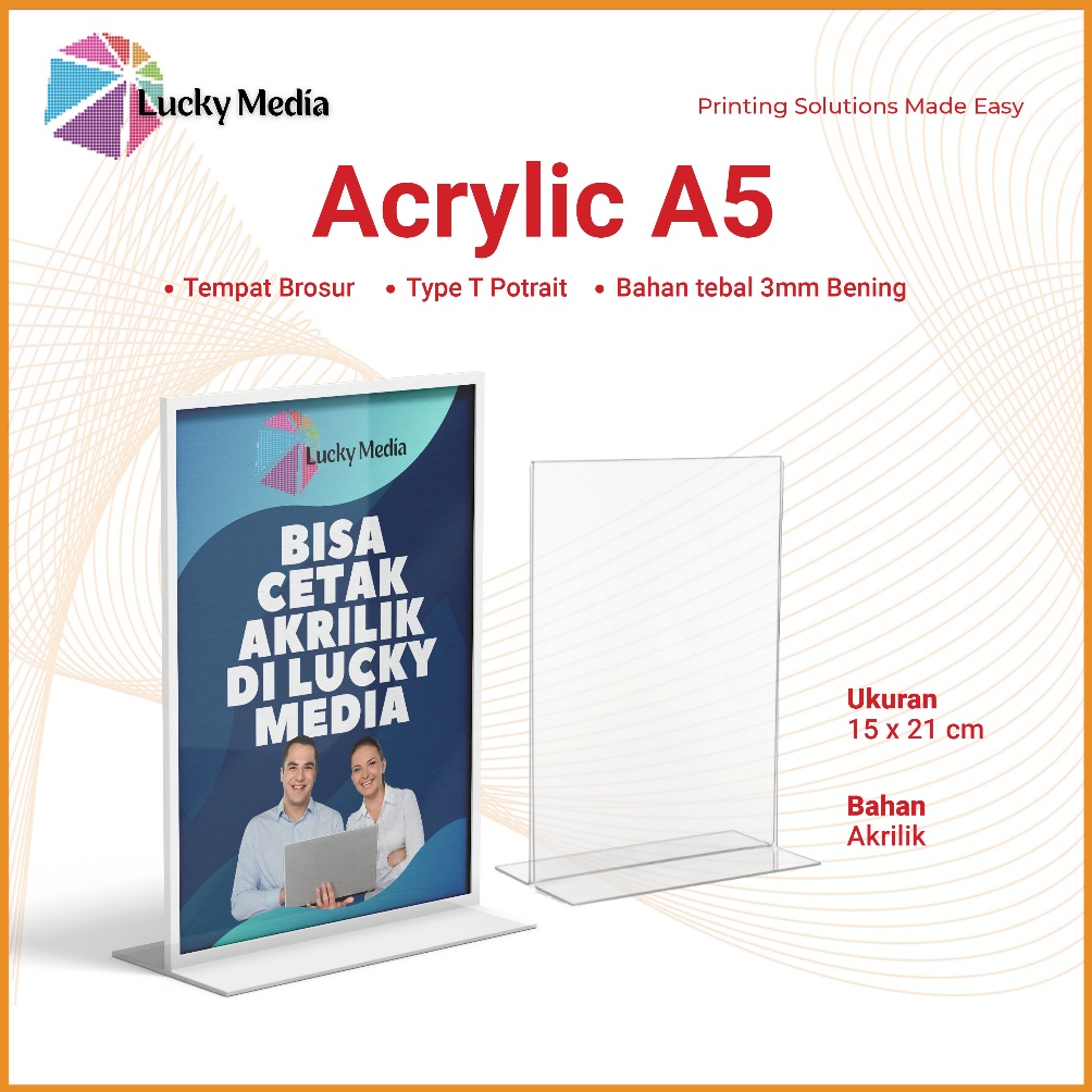

Akrilik A5 Tempat Brosur Cetak QRIS Acrylic Holder Display Cetak Custom 2 Sisi Stand T Potrait ART V8X7