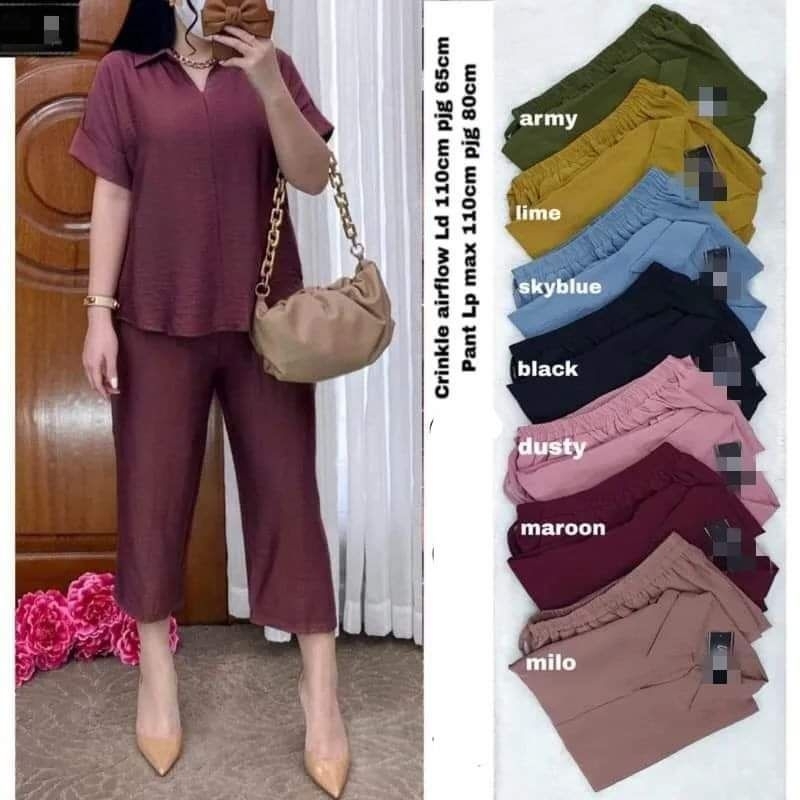 SET YUSA LENGAN PENDEK CRINKLE AIRFLOW PREMIUM