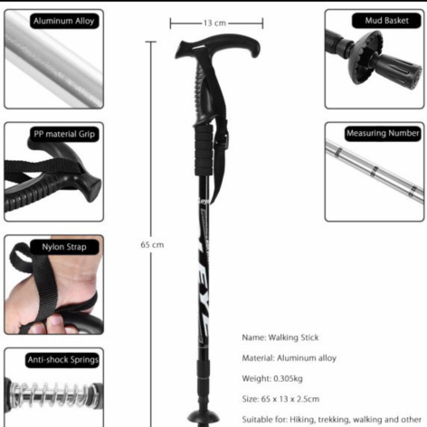 Jual CLEYE Tongkat Aluminium Bantu Berjalan Lipat Gunung Orang Tua Pendaki Murah