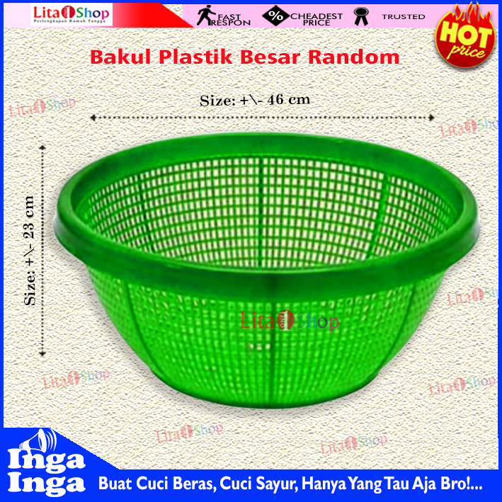 Bakul besar Plastik| Bakul Nasi | Bakul Bolong Bulat | Bakul Sayur d46 cm