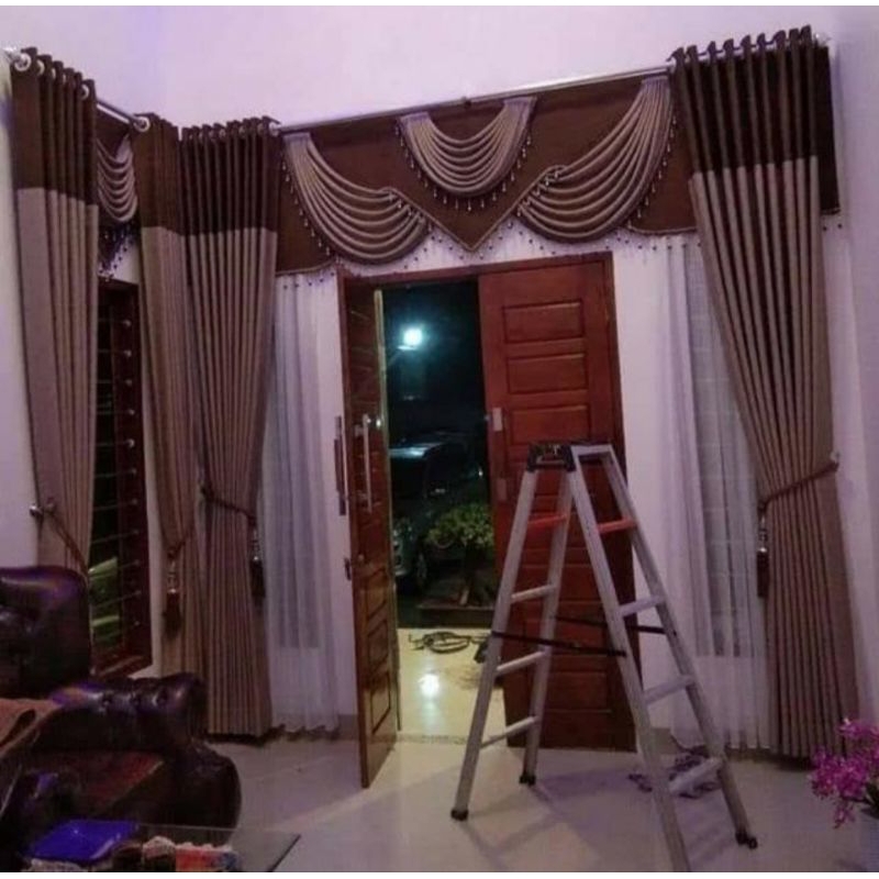 gorden poni gelombang 1set.bahan tebal blackout