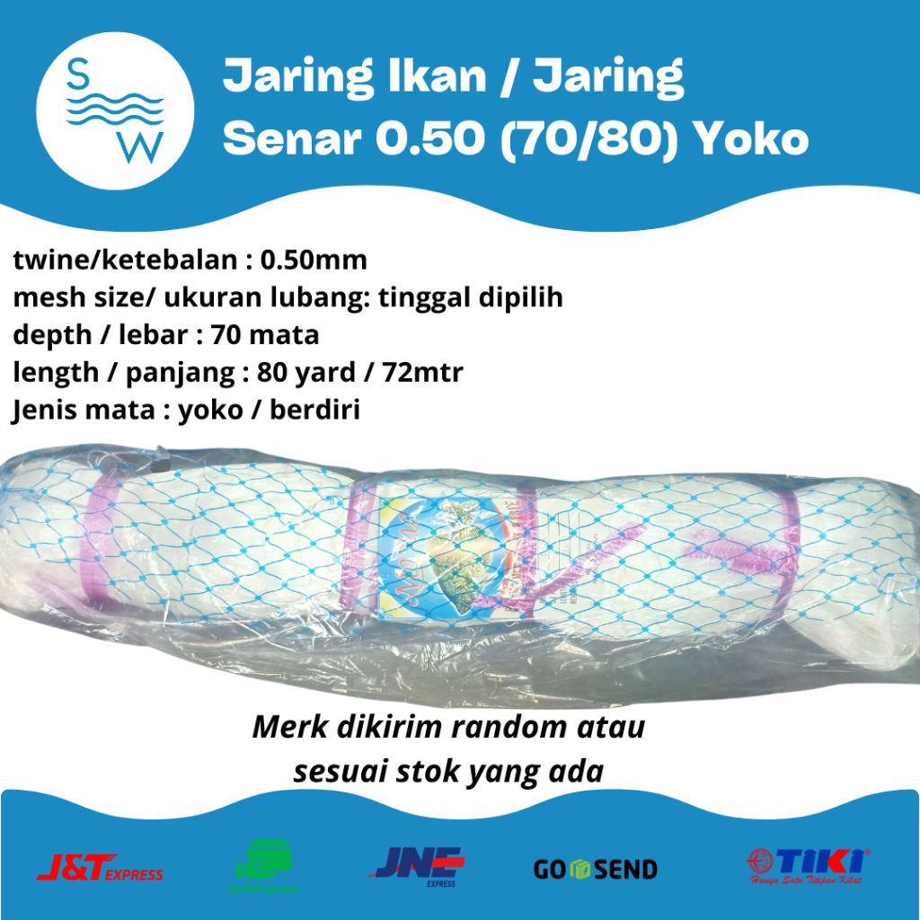 Jaring Ikan / Jaring Tikus / Jaring Senar 0.50 (70x80) Yoko