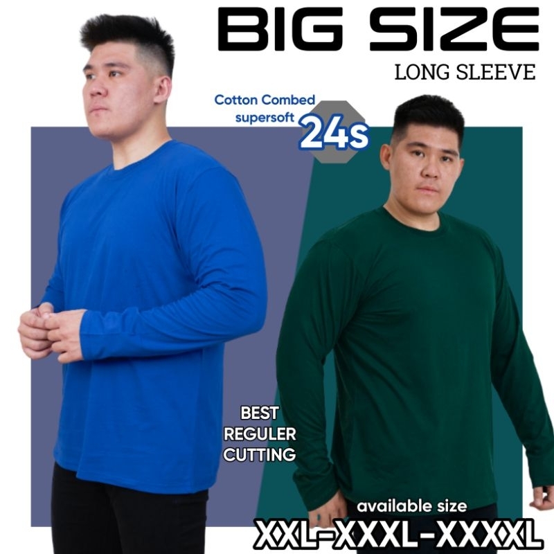 KAOS POLOS 24S COTTON COMBED LENGAN PANJANG JUMBO BAJU UNISEX PRIA WANITA BIG SIZE