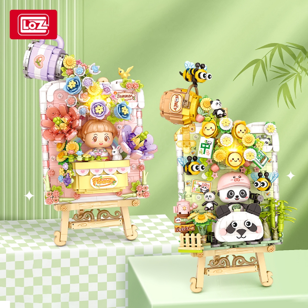 Block City - LOZ Block Spring Flower Painting Puzzle Block Brick Mainan Balok Lukisan