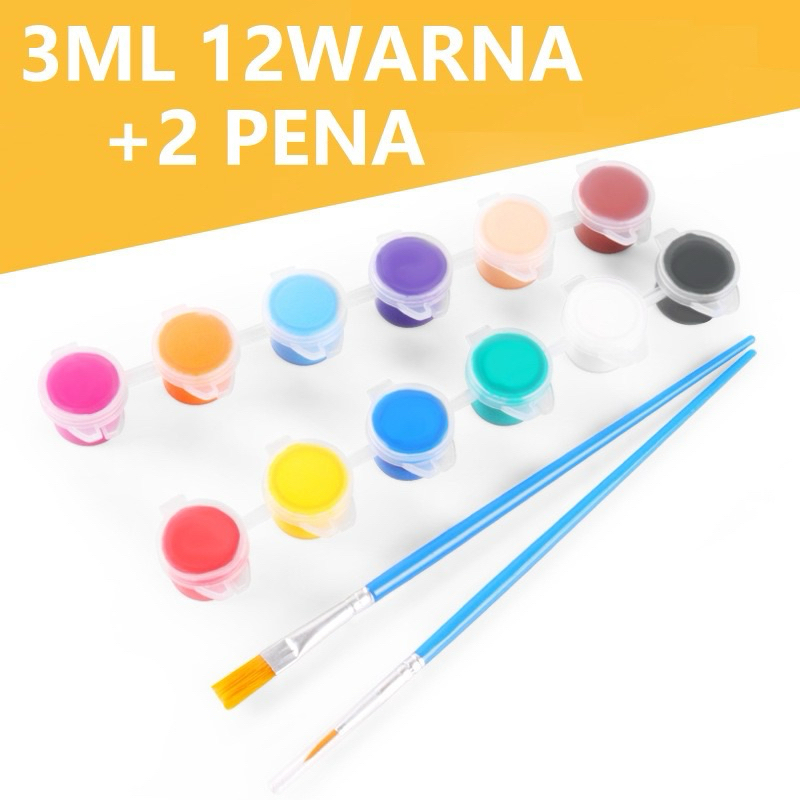 

Cat Akrilik Cat warna 12 warna + 2 kuas Cat Air