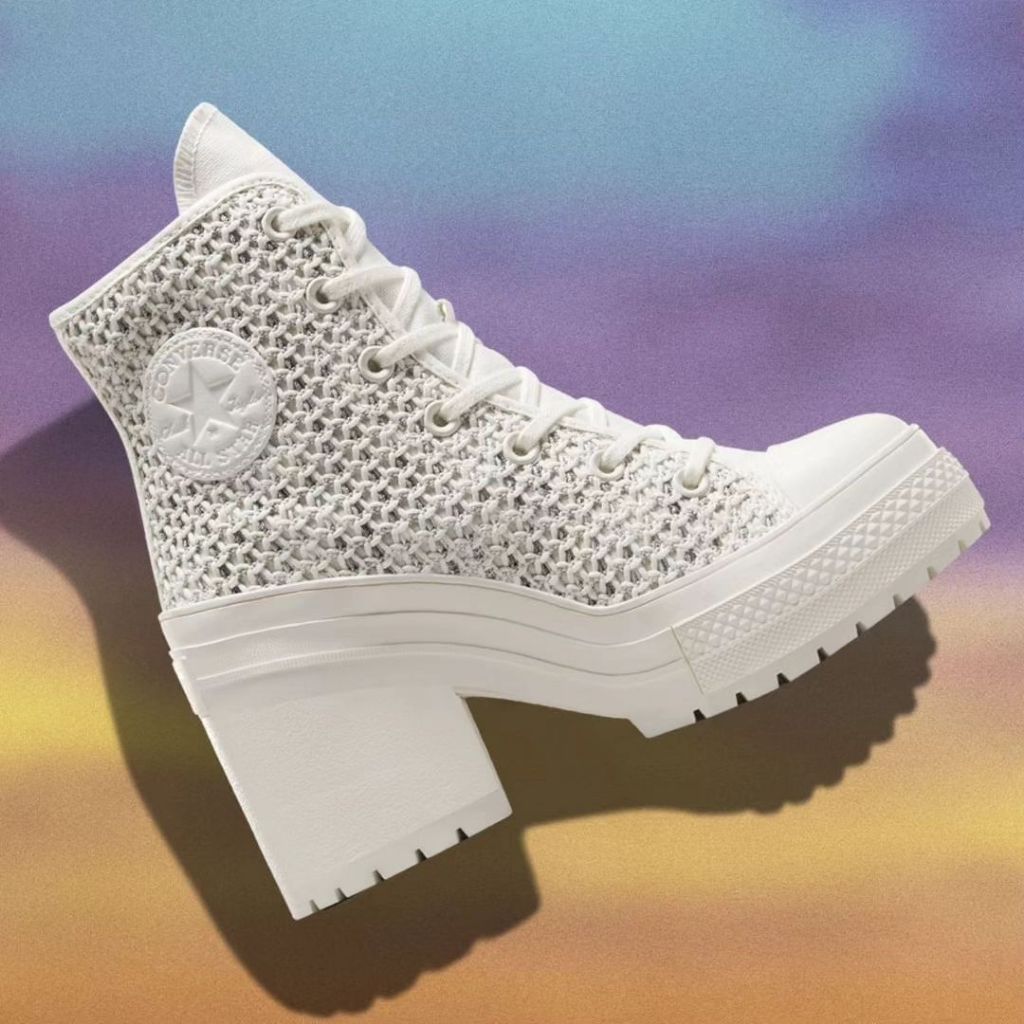 Sepatu Converse Original / Converse Chuck 70 High De Luxe Heel Platform Knit Egret
