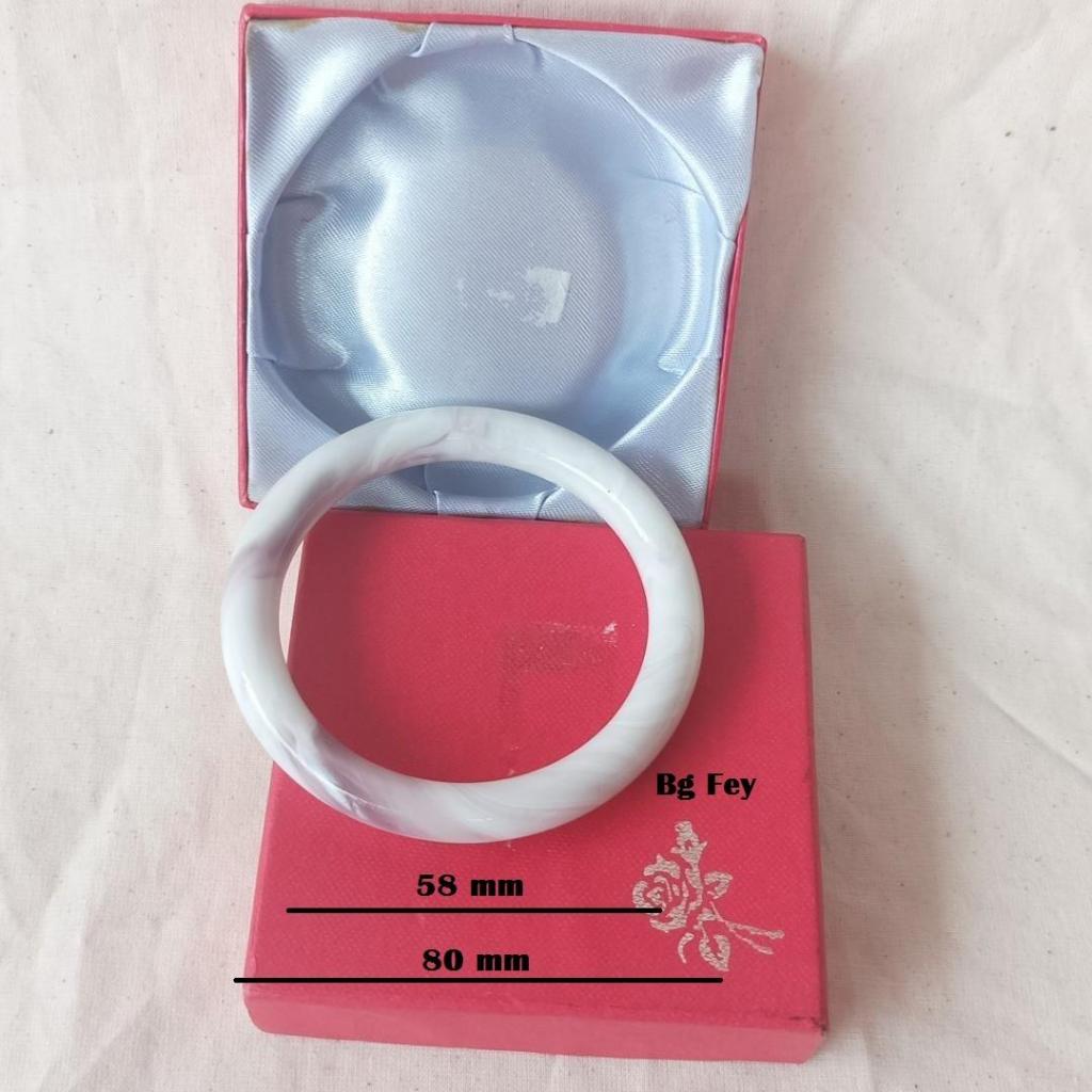 Gelang Giok Imitasi - Putih Coklat