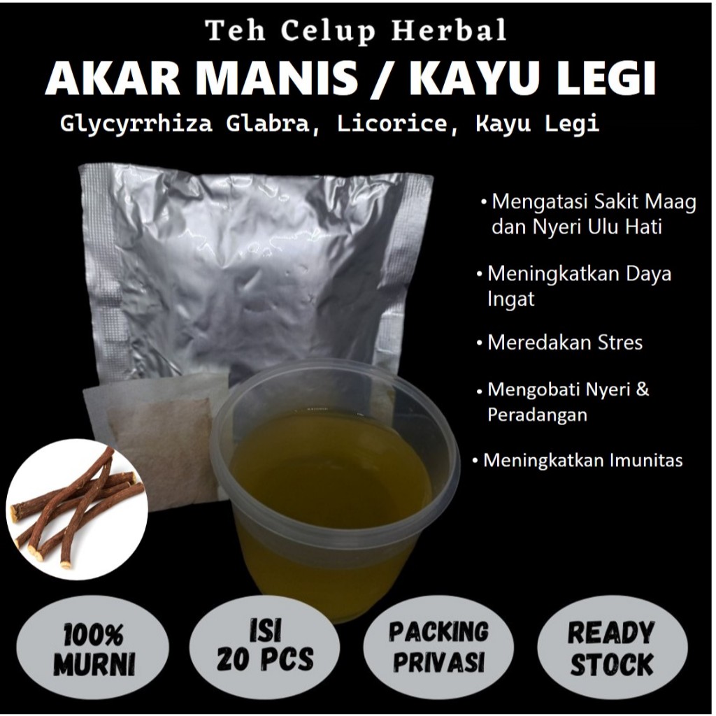 

Teh Celup Herbal AKAR MANIS KAYU LEGI Meningkatkan Daya Ingat Maag Meredakan Stres