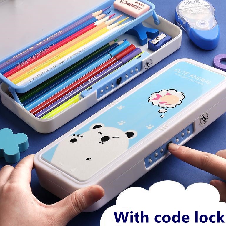 

KODE X98G Kotak Pensil 2 Tingkat AnakAnak dengan Sandi Password Model Terbaru