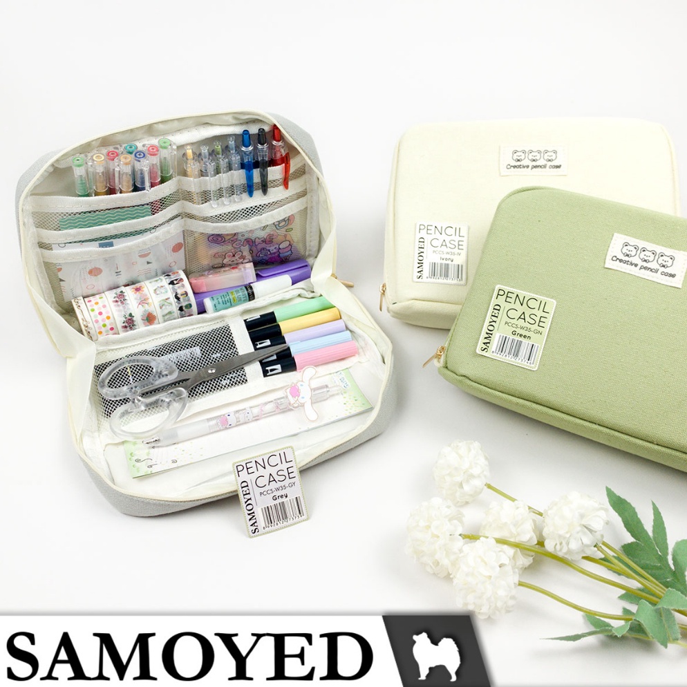 

Tempat Kotak Pensil Alat Tulis Kosmetik Dompet Kain Kanvas Stationery Pencil Pen Cosmetic Travel Case Box Pouch Organizer Canvas Samoyed PCCSW35 ART L8E1