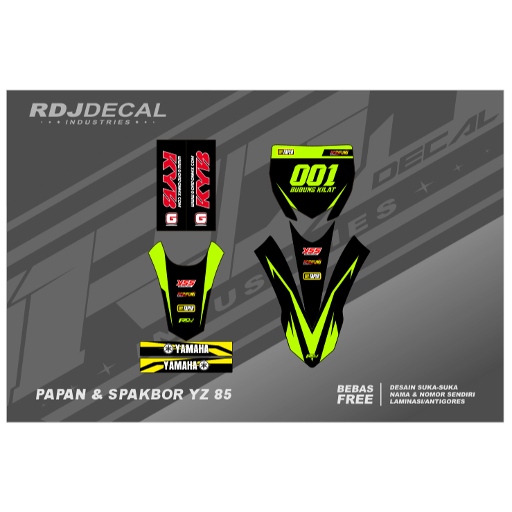 DECAL STIKER PAPAN & SPAKBOR YZ 85 (001) DEKAL STICKER SAYAP DEPAN BELAKANG YZF NEW FULLBODY 2015 20