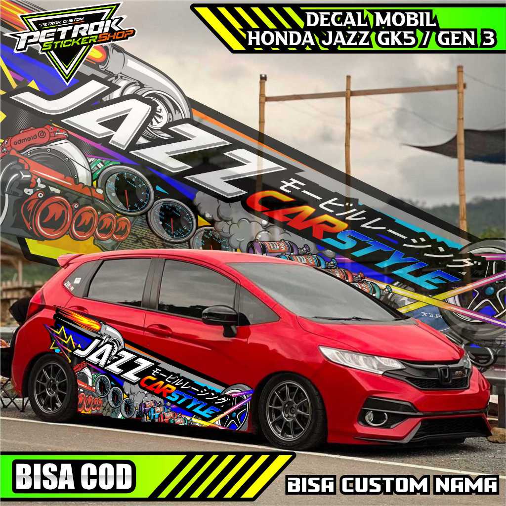 STRIPING DECAL VARIASI HONDA JAZZ GEN 3 GK5 CUSTOM NAMA / STRIPING VARIASI MOBIL JAZZ GK5 DESAIN JAP
