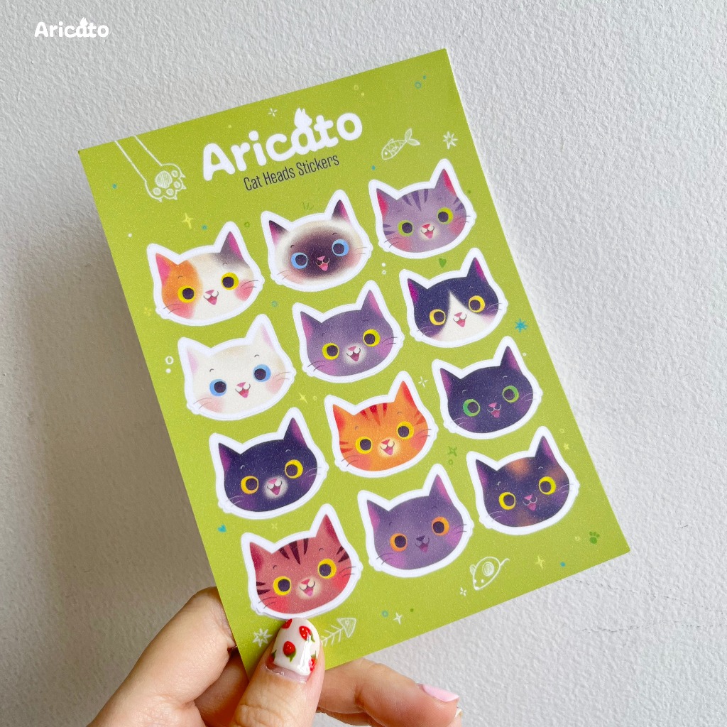 

Aricato - Cat Glitter Sticker Sheet - Stiker Glitter Kucing