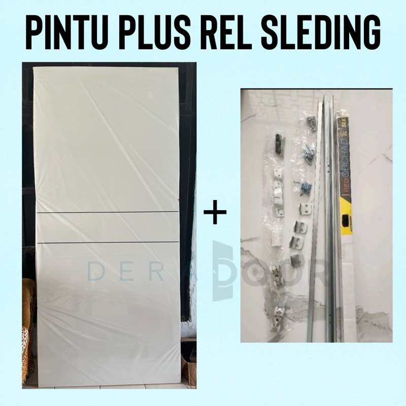 PINTU PLUS REL SLEDING 180 CM | PINTU GESER KAMAR | PINTU SLEDING | PINTU PLUS REL SLEDING