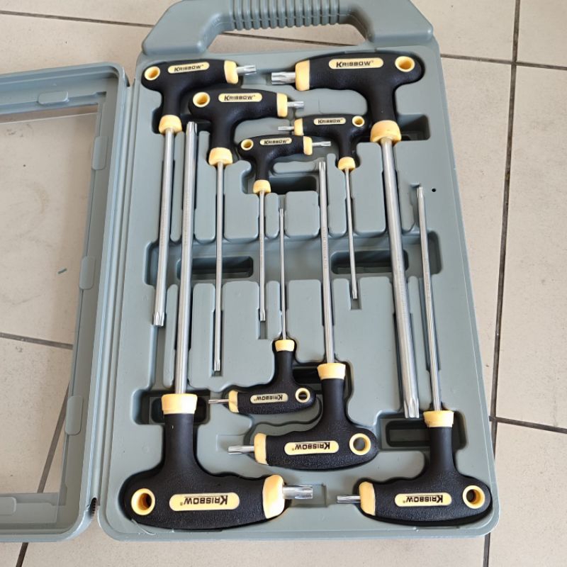 Kunci L bintang set 9 PCS model T merek KRISBOW
