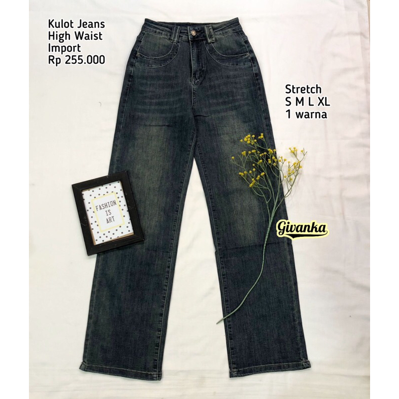 KULOT JEANS HIGHWAIST IMPORT BAHAN STRETCH HALUS// KULOT HIGHWAIST IMPORT PANJANG KHUSUS 1 WARNA // 