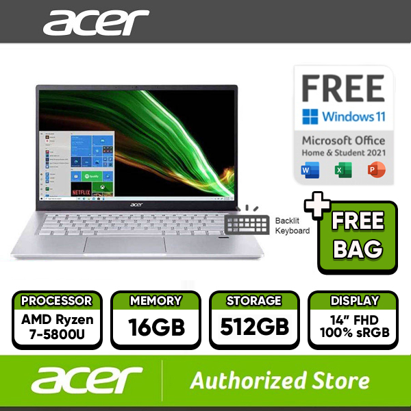 Acer Laptop Notebook Swift X SFX14-41G-R2GM AMD Ryzen 7-5800U NXAU3SN003(+NPN01SN036)