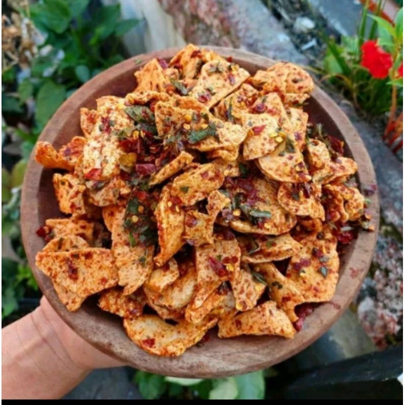 

Basreng Viral Bulat/Keripik Basreng Pedas Daun Jeruk