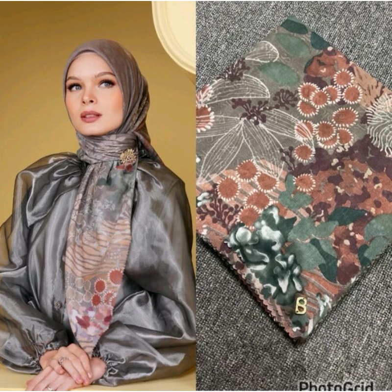 Jilbab buttonscarves/Segiempat buttonscarves kw berlogo/buttonscarves kimonia