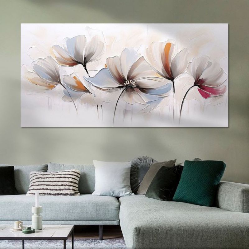 lukisan bunga modern minimalis include frame