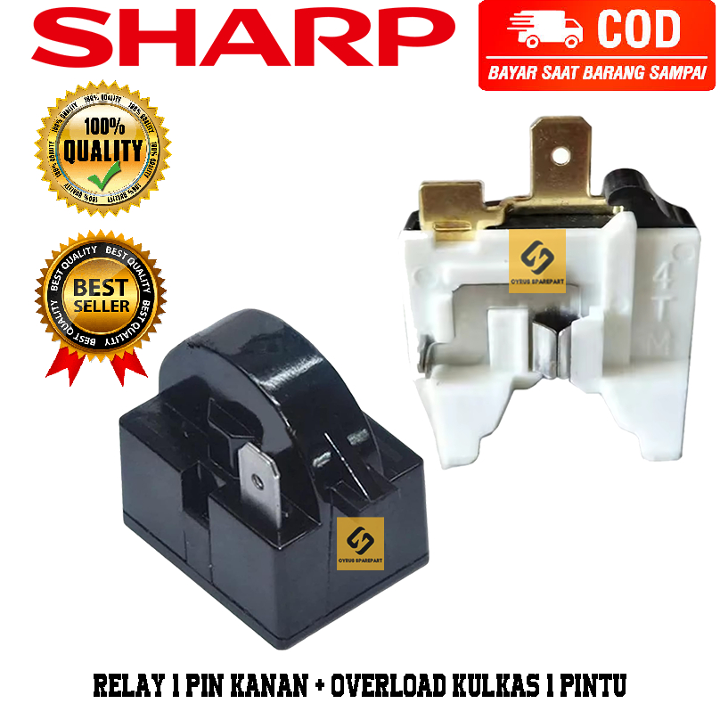 Relay 1 pin kanan + Overload kulkas Sharp 1 pintu
