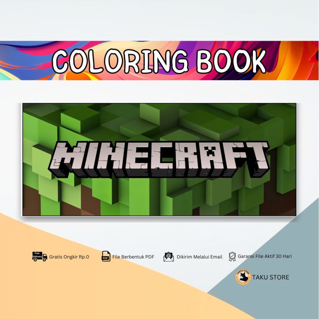 Buku Mewarnai/Coloring Book Digital - Minecraft (Template, PDF)
