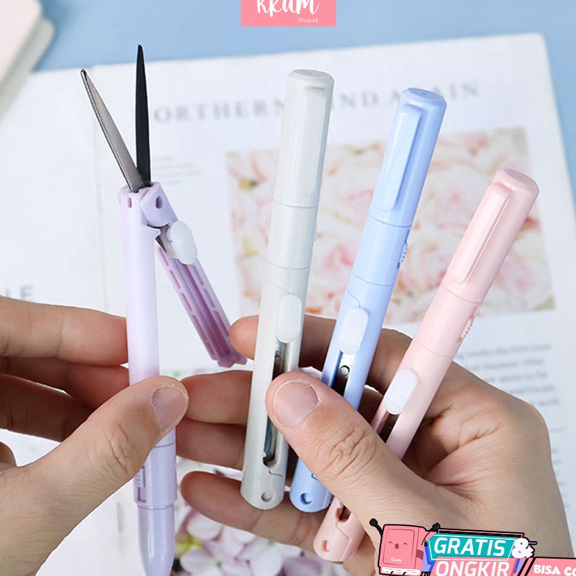 

Update Ekonomis 2 in 1 Cutter Gunting kertas macaron Gunting multifungsi Pisau ukir portable