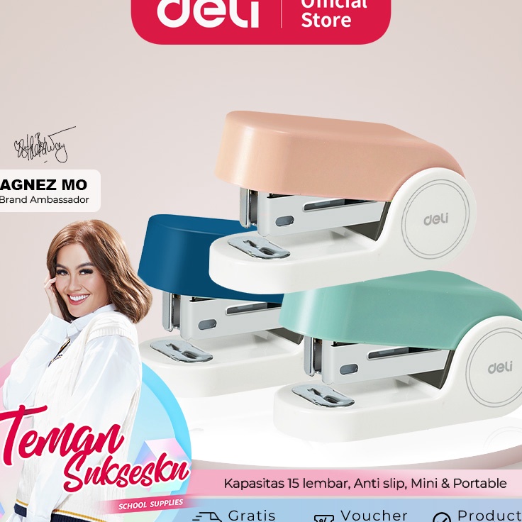 

Ready Berkualitas Deli Staples Mini Mini Stapler Kapasitas 15 Lembar EK23