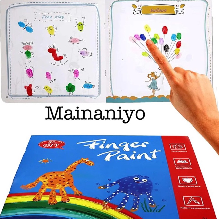 

Ready Terjamin BUKU Finger paint Mainan Edukasi Finger Hand Painting Book Washable for Kids Buku Montessori Melukis Dengan Cat Warna Jari Untuk AnakAnak mainaniyo