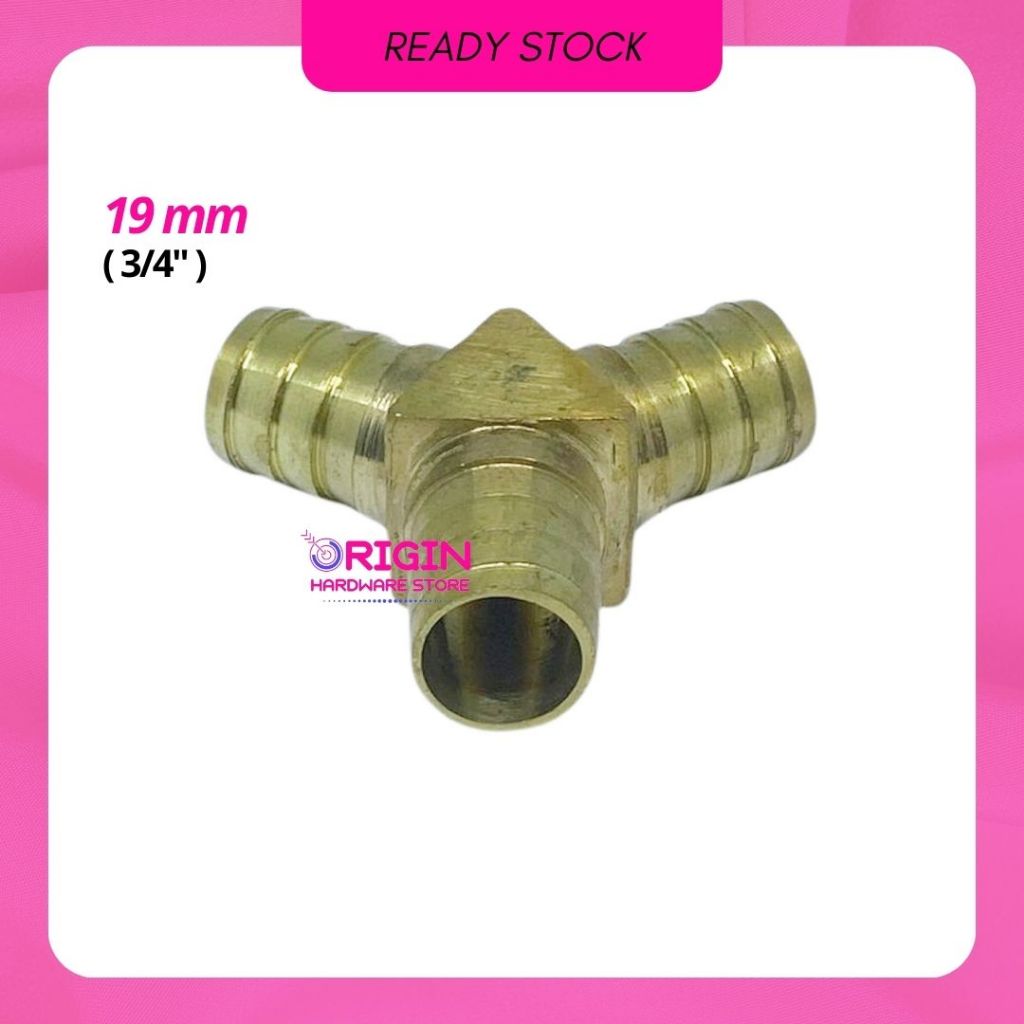19 mm Cabang Y/3 - KUNINGAN 3/4 Inch-Nepel Sambungan Selang Kompresor