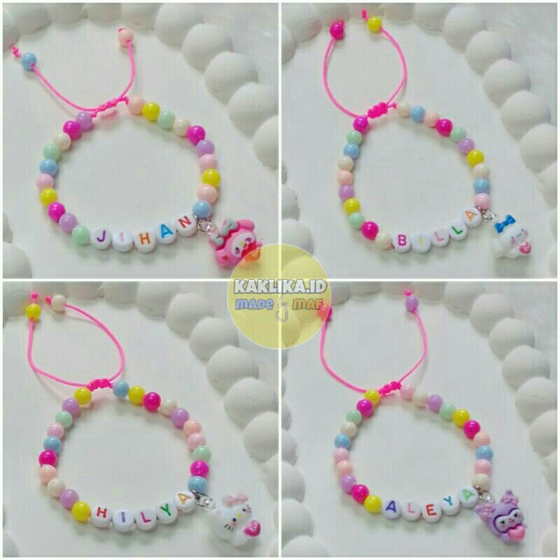 Gelang Cutom Nama Sanrio Gelang Nama Anak Perempuan Gelang Kuromi Gelang Cinamoroll Gelang Hello kit