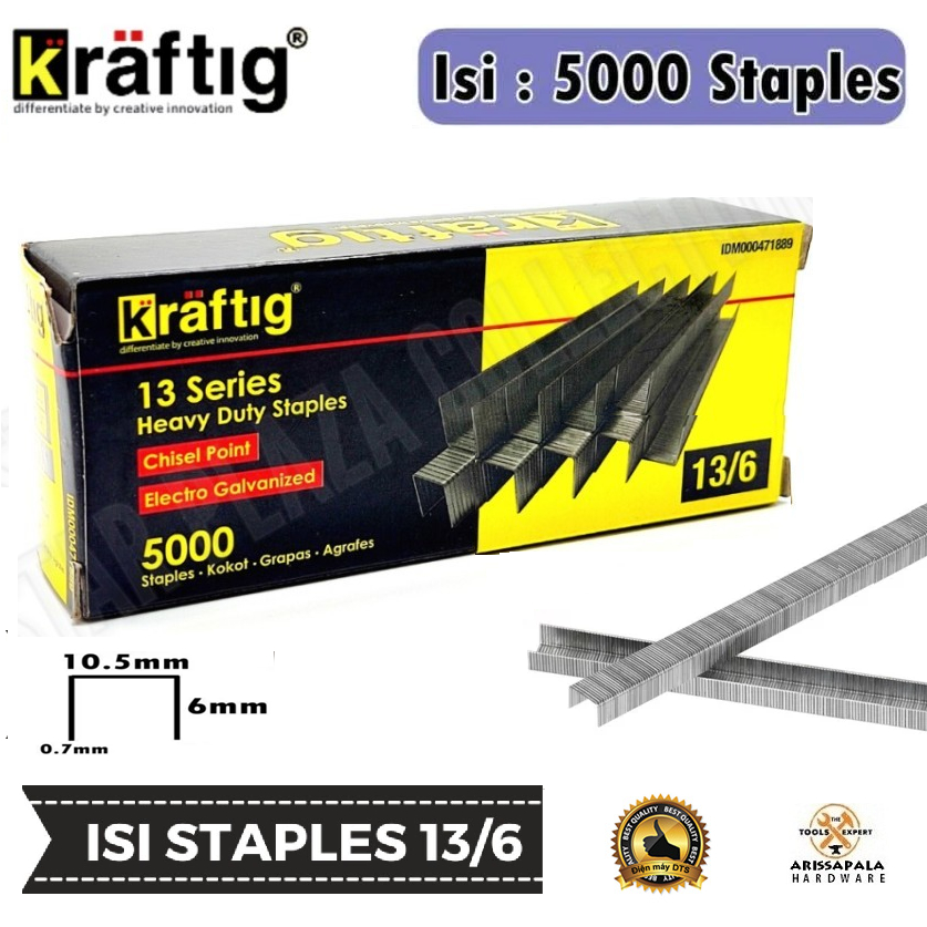 

Isi Staples gun Refill Steples Stapler Tembak 13 6mm Gun Tacker Steples Jok Motor Sofa 6mm 5000pcs