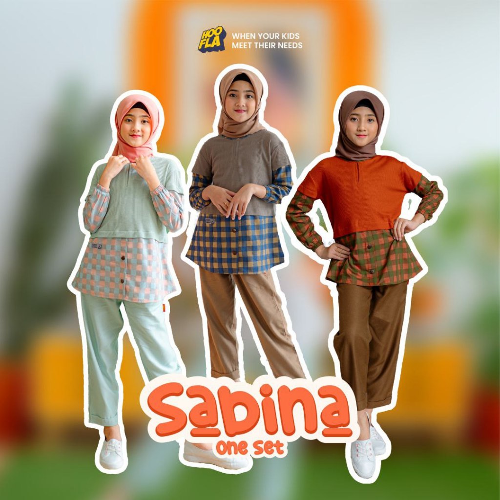 HOOFLA - SABINA - Setelan Casual Baju Celana Anak Perempuan Muslimah